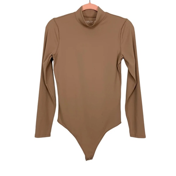 Abercrombie and Fitch Tan Soft A&F Long Sleeve Bodysuit EUC Size XL - Picture 1 of 5